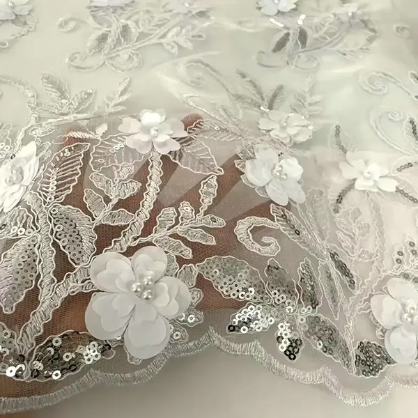 New Arrival Velvet Laser Cut Flower Pattern Lace Fabric