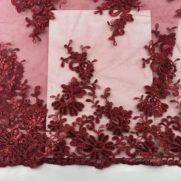 New Arrival Velvet Laser Cut Flower Pattern Lace Fabric