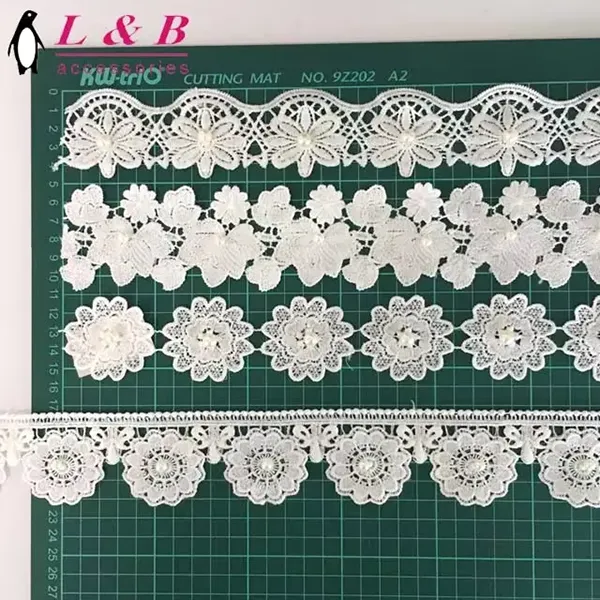 Multicolor Embroidered Lace With 3d Mesh Flowers Ribbon Beaded Tube Barcode Embroidery Lace