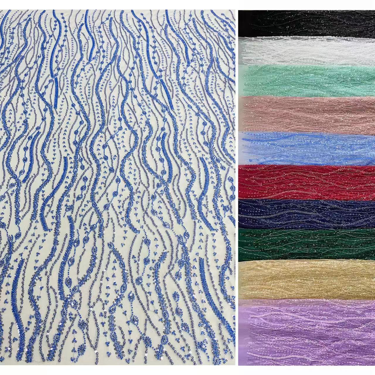New Mesh Embroidery Bead Tube Embroidery African Fabric Lace