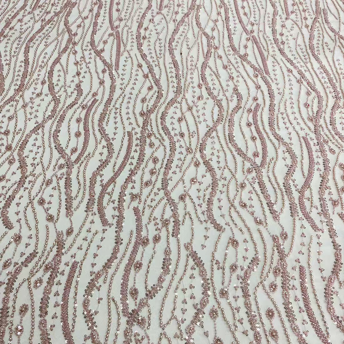 New Mesh Embroidery Bead Tube Embroidery African Fabric Lace