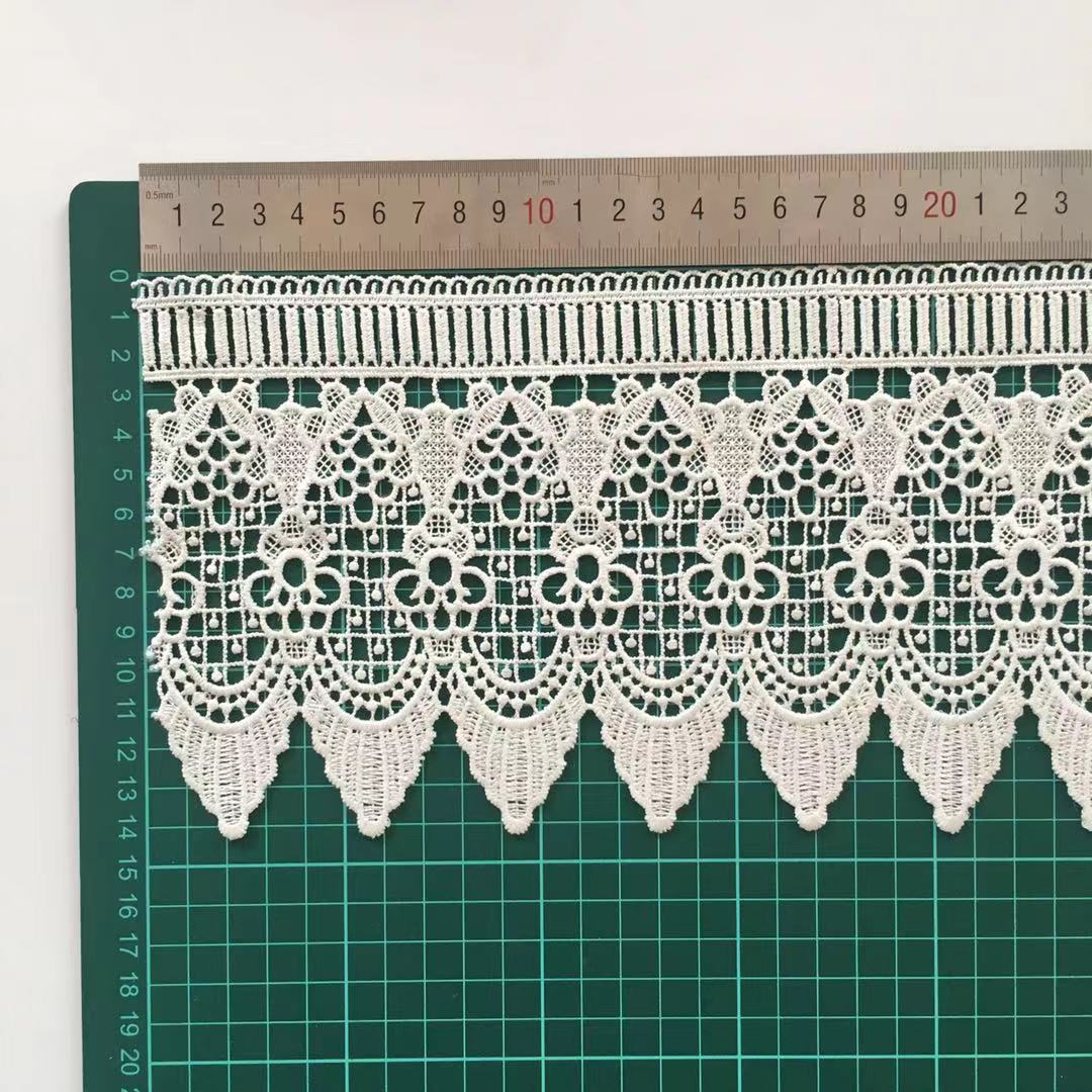 White Floret Cotton With Wavy Edges Lace Trim