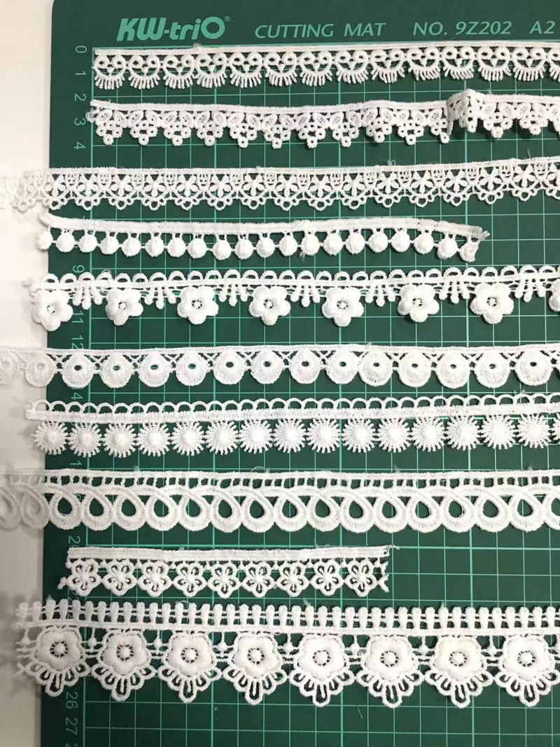 White Floret Cotton With Wavy Edges Lace Trim