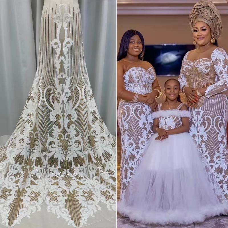 Bead Lace 2024 Mesh 3d Embroidered Applique Flower Embroidery Tulle Fabric