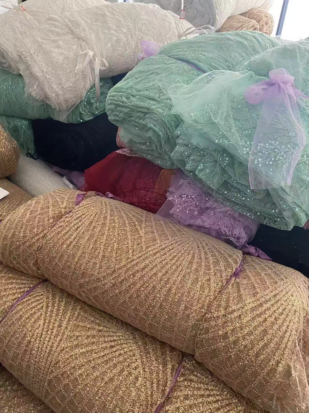 New Mesh Embroidery Bead Tube Embroidery African Fabric Lace