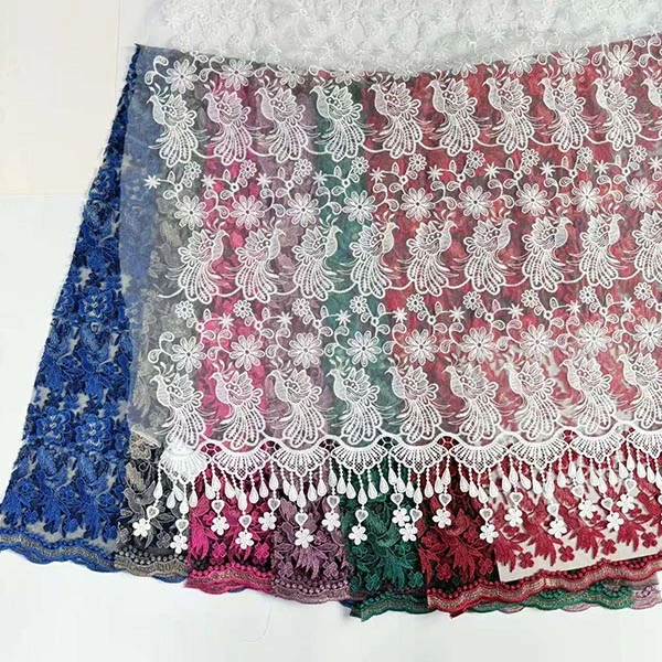 Оптовая продажа, красивый 3D цветок из бисера, дешевая текстильная ткань с вышивкой, швейцарская вуаль, кружевная отделка 2021